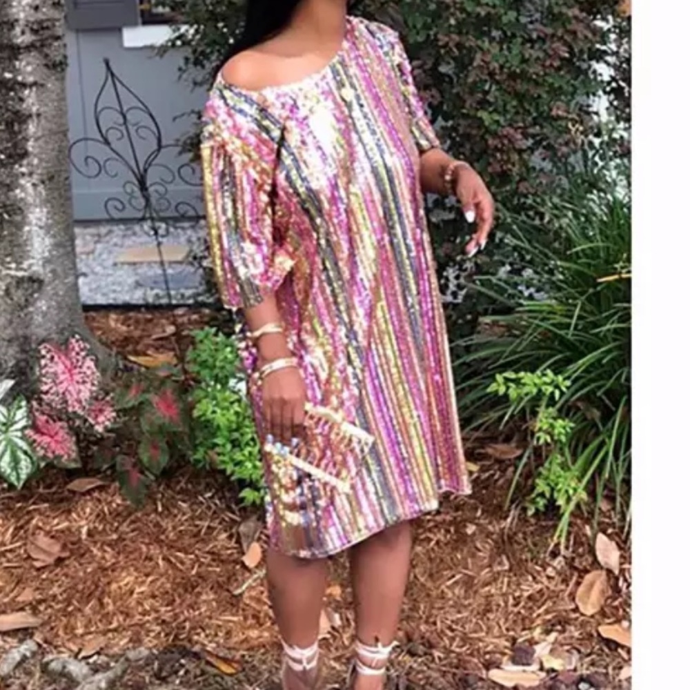 Multi Color Sequined Dress - Picture 2 of 5
